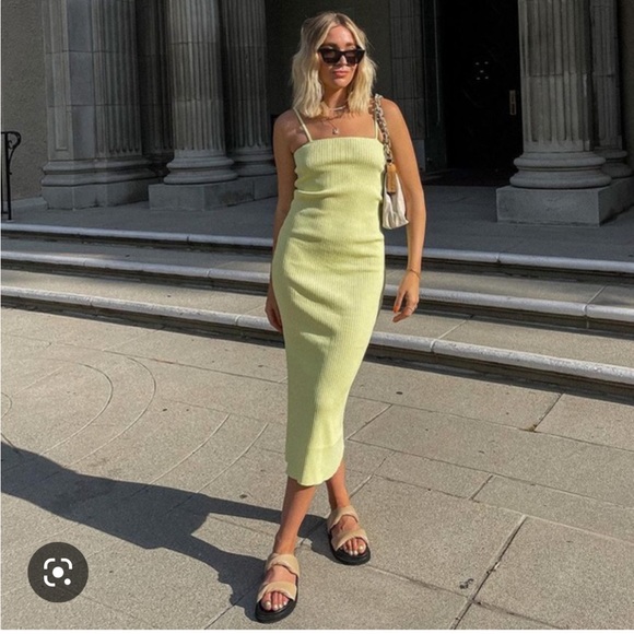 Zara Dresses & Skirts - NWT Zara lime green yellow knit ribbed midi dress